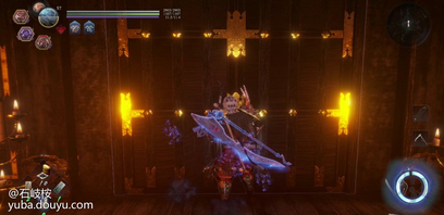 从第三个神社右边走廊走到尽头可以看到一个外道兵和一个黄色灵石，击杀之后获得一个遗发（2/2）。

回到第三个神社，笔直前进，就能看到一个火车的壁画，壁画下方有一个木灵（7/8）。


触发壁画展开火车BOSS战，战胜之后继续前进。

战胜火车之后，继续前进，来到下图位置，左边的屋子里有一个梯子，踢下去就能返回第三个神社了，屋子里还有一个善擦，休整完毕后，进入右边的常暗。

常暗中还是直接使用妖怪技把灵石打破，就能破除常暗（3/3）了。

在一个有多只饿鬼的屋子里，获得最后一个木灵（8/8）。

进入刚刚灵石后面的大门，展开BOSS战。

BOSS战：长壁姬主角在小天守的屋顶上发现藤吉郎后，便跨越栏杆追上前去。但藤吉郎的身影却突然消失，耸立于眼前的天守开始震动并有所动作。巨大妖怪，长壁姬所变的天守阻挡了主角的去路。
拥有4只小眼睛，每摧毁一只小眼睛它的精力槽就会减少一点。当它的精力耗尽时（摧毁4只小眼睛），会把头部垂下，这就是你输出的机会。在战斗中，BOSS的大眼睛会向你发射各种属性的光弹。
当你全力攻击一只小眼睛时，是很难观察到其他眼睛的动作，但是如果你仔细聆听，就能听到其他眼睛发射光弹的声音，及时躲开即可。
接近眼睛之前，一定要保证你的精力是满的。然后运用上述方法摧毁眼睛。你还可以用大炮（当BOSS的眼睛睁开时）向房屋上的眼睛射击，对其造成一些额外伤害。

战胜长臂姬之后，灵石碎片如雨般落下，小刀与刀锷发出光芒并浮在半空中。在射出强烈的光芒后，一把刀出现在主角眼前。能消灭妖怪的刀·楚叶矢丸复活。