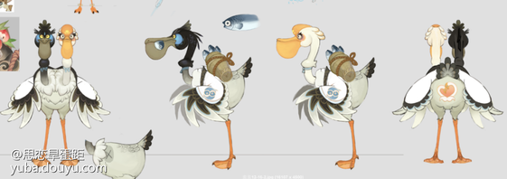 今天兽兽要给大家介绍苍灵大陆的爱情鸟——蛮蛮！蛮蛮是一种远古之鸟，《山海经》西山经上说：“崇吾之山，有鸟焉，其状如凫，而一翼一目，相得乃飞，名曰，蛮蛮，见则天下大水。”意思就是崇吾山那里有一种鸟，长得像野鸭子（确切地说应该是半只鸭），一只眼睛一只翅膀，雌雄两只凑在一起才能起飞，名字叫蛮蛮，它一出现，天下就会闹水灾。所以蛮蛮是雌雄组合，按今天的说法，就是蛮蛮的身体和翅膀都是拼单共用的！而且这鸟也是一种凶鸟，一出现就会闹水灾！只不过蛮蛮雌雄组合后，又发生了新的变化，除了能飞，还获得新的名字——比翼鸟！比翼鸟大家都熟悉吧！这可是爱情的小鸟呐！在爱情的美化下，蛮蛮也就慢慢洗白了！好家伙！原来拼单拼着拼着就能拼出爱情！又获得了好名声！还真是爱拼才会赢！苍灵大陆上的蛮蛮，将吃货拼单精神发挥到了极致，蛮蛮作为一种水鸟，爱好吃鱼，于是背上背着装满鱼的鱼篓，嘴里叼着鱼，连脖子中间都塞着一条鱼！真是夫妻齐力，横扫鱼塘！因为是雌雄组合，所以美术大大在设计的时候，在共用灰色羽毛鸟身的基础上，将两者的头进行黑白区分，更有cp感，颇有小时候兽兽吃到的“神雕侠侣”辣条组合感！（这该死的吃货精神呀！）兽兽是悟了！还是要爱拼才会赢！所以有人愿意来和兽兽一起拼一下吗？